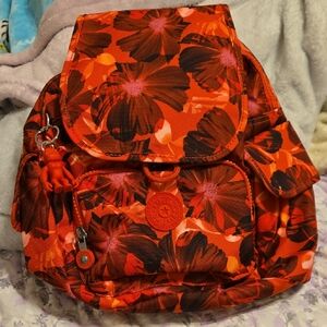 Kipling Women's Backpack - Red and Orange Floral